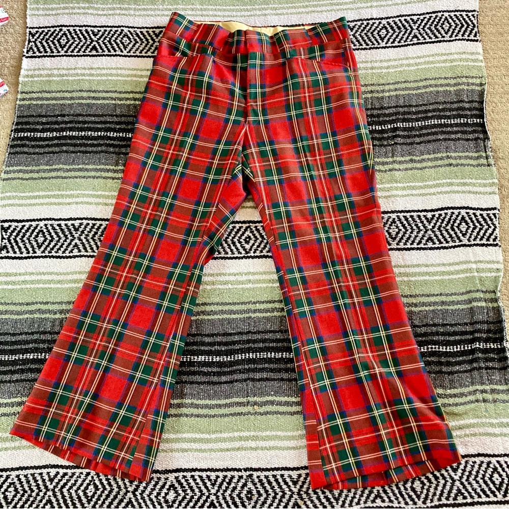 Vintage tartan red bell bottoms